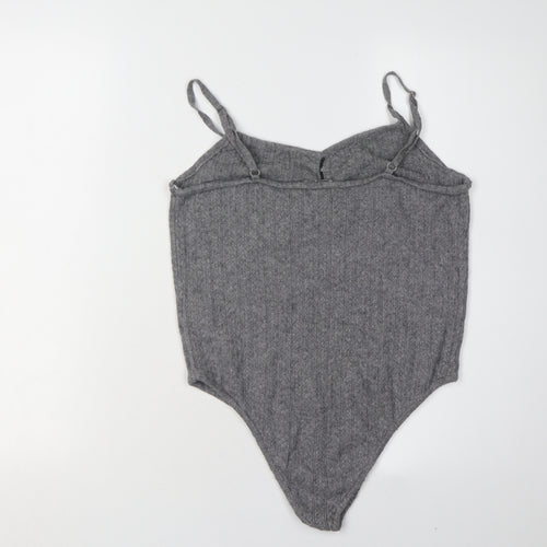 Stitch & Pieces Women's Grey Knit Bodysuit M - Casual Chic