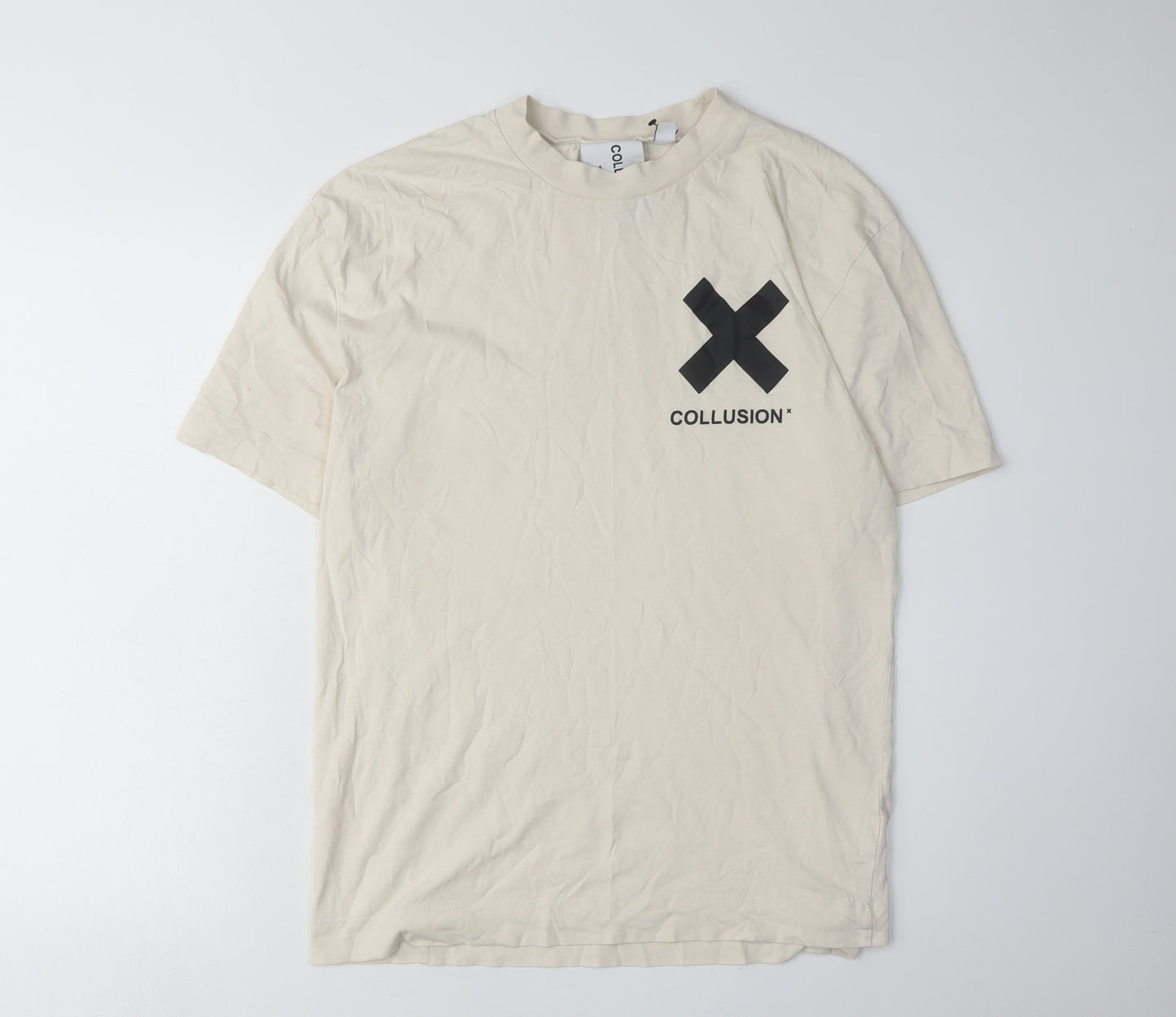 Collusion Men's Beige Crew Neck T-Shirt Size L