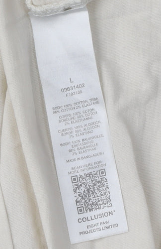 Collusion Men's Beige Crew Neck T-Shirt Size L