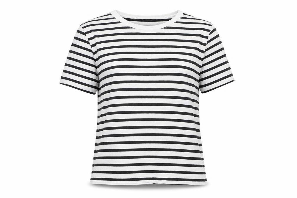 Front view of Zara Women's Striped T-Shirt - Black/White, size S