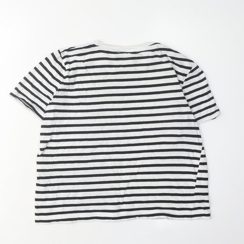 ZARA Women's Striped T-Shirt - Black/White, Size S