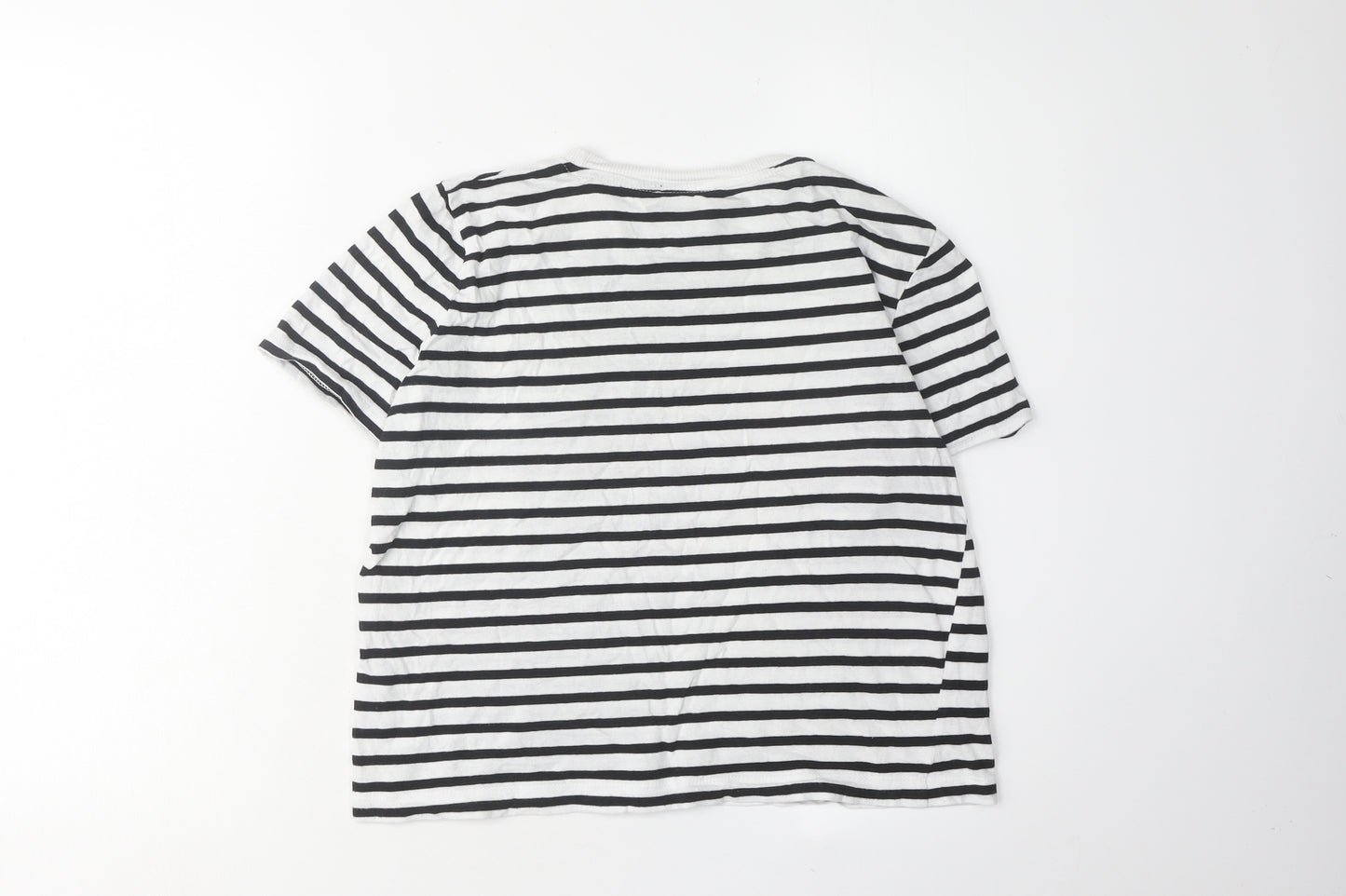 ZARA Women's Striped T-Shirt - Black/White, Size S
