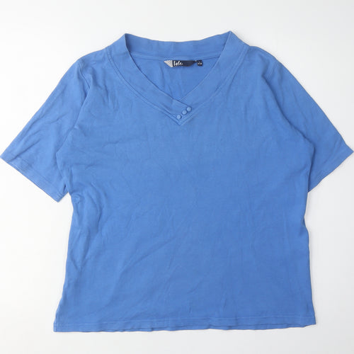 Isle Women's Blue V-Neck T-Shirt, Size L, Casual