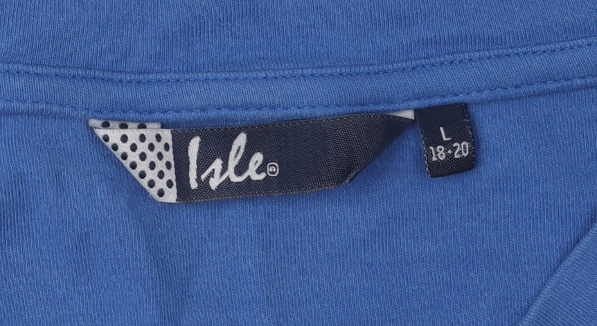 Isle Women's Blue V-Neck T-Shirt, Size L, Casual