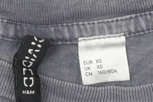 H&M Unisex Grey Cotton NASA Logo Crew Neck T-Shirt XS