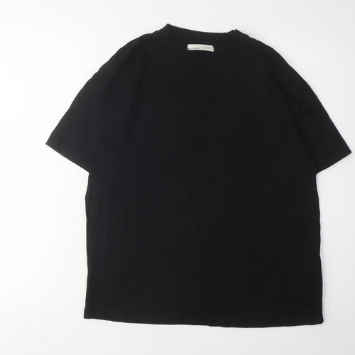 Pull & Bear Men's Black Cotton Crew Neck T-Shirt S
