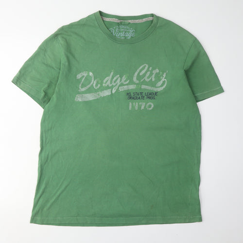 Marks and Spencer Vintage Green Graphic T-Shirt, L