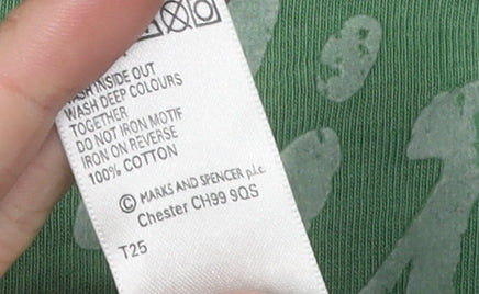 Marks and Spencer Vintage Green Graphic T-Shirt, L