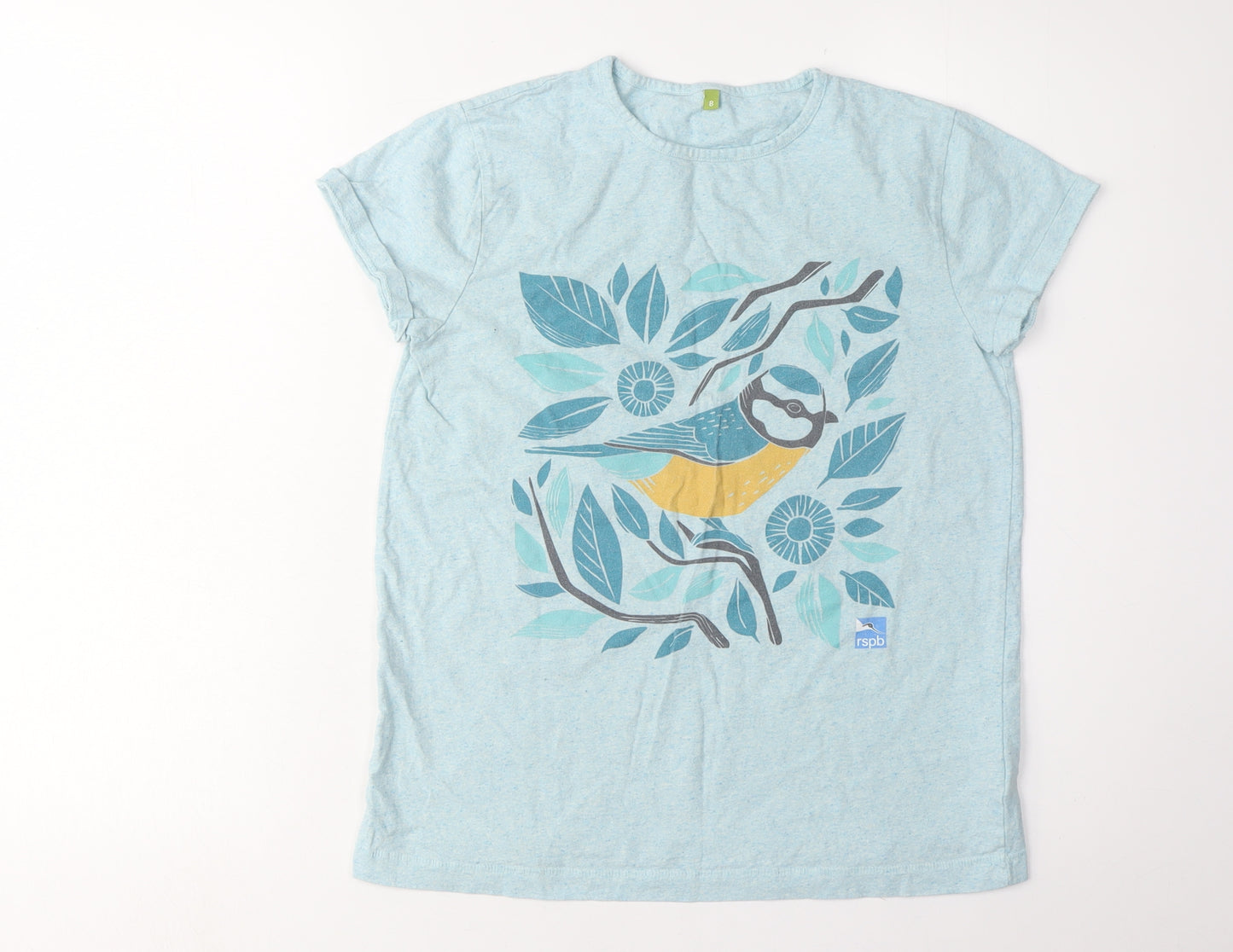 Rapanui Women's Blue Bird Print T-Shirt, Size 8