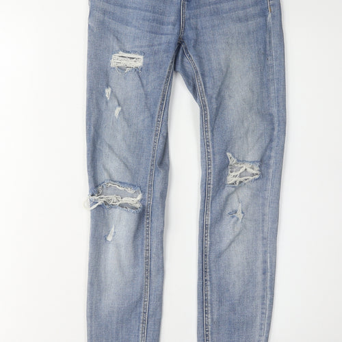 Stradivarius Women's Blue Distressed Skinny Jeans Size 4