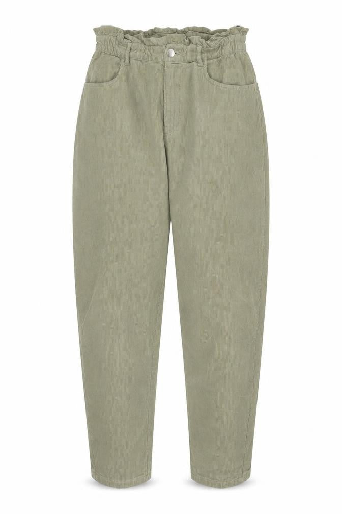 ZARA Women's Green Corduroy Paperbag Trousers, Size 2 Regular