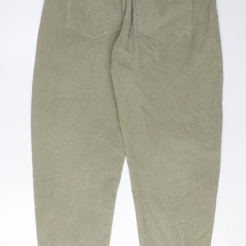 ZARA Women's Green Corduroy Paperbag Trousers, Size 2 Regular