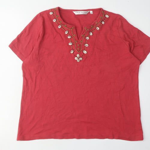 EWM Pure Classics Women's Red Beaded Top L
