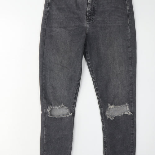 Topshop Women's Black Skinny Jeans UK 12 Distressed Denim