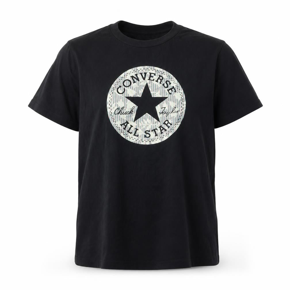 Front view of Converse unisex kids black graphic t-shirt s