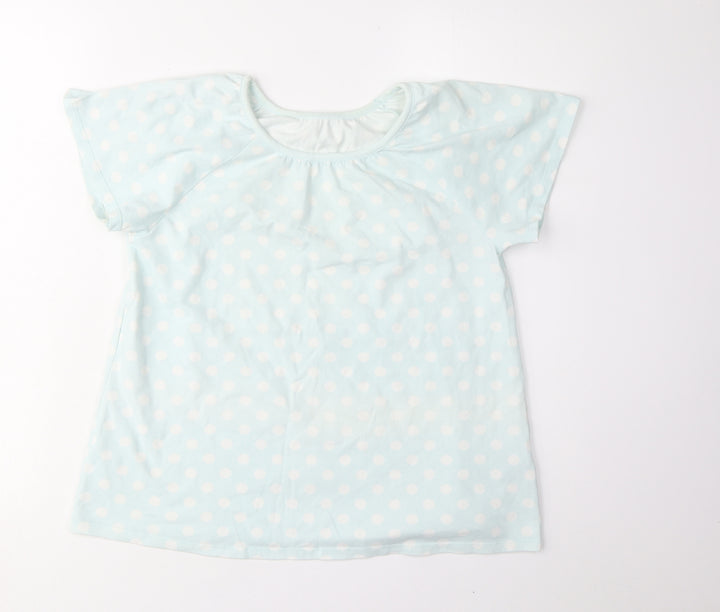 Uniqlo Girls Blue Polka Dot T-Shirt Size 9-10 Years