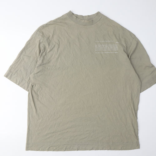 Collusion Men's Green Graphic Print High Neck T-Shirt Size 36