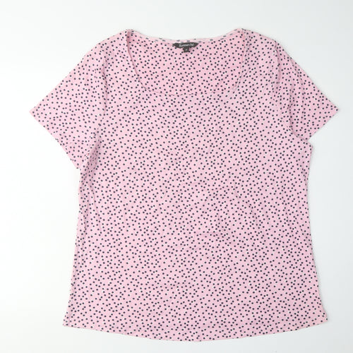 Bonmarché Women's Pink Polka Dot T-Shirt Size 22