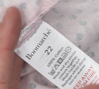 Bonmarché Women's Pink Polka Dot T-Shirt Size 22