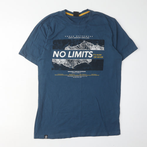 Hemisphere Men's Blue Graphic T-Shirt, Size L, Crew Neck