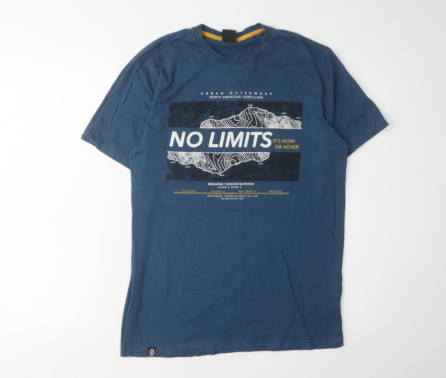 Hemisphere Men's Blue Graphic T-Shirt, Size L, Crew Neck