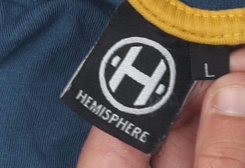 Hemisphere Men's Blue Graphic T-Shirt, Size L, Crew Neck