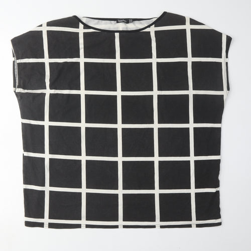 Boohoo Women's Black Check T-Shirt Size 22