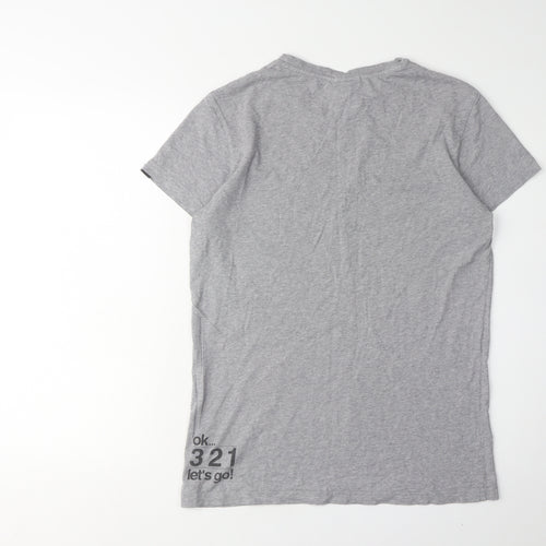 Revolution Men's Grey Graphic Cotton T-Shirt, L, Retro Style