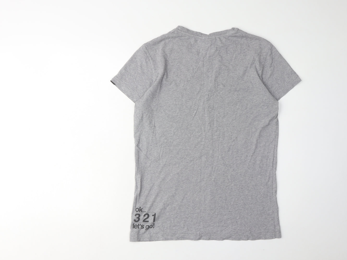 Revolution Men's Grey Graphic Cotton T-Shirt, L, Retro Style