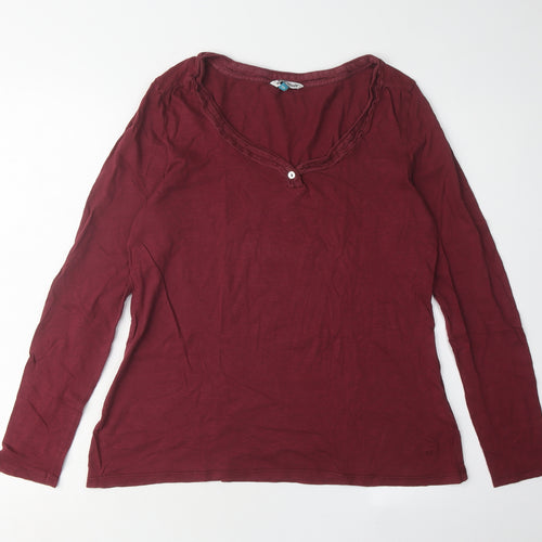 White Stuff Women's Red V-Neck Long Sleeve T-Shirt, Size 12