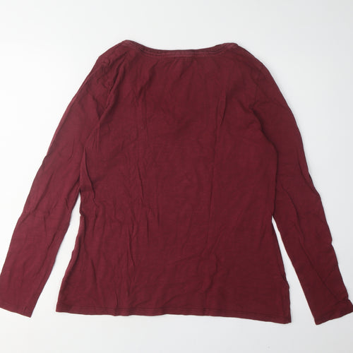 White Stuff Women's Red V-Neck Long Sleeve T-Shirt, Size 12