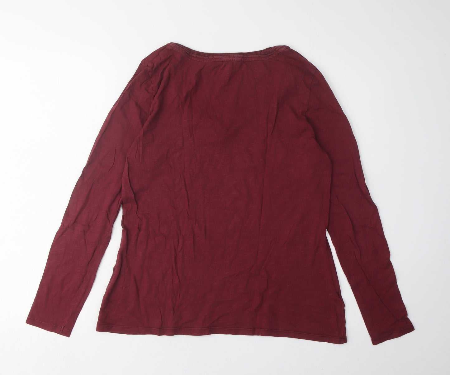 White Stuff Women's Red V-Neck Long Sleeve T-Shirt, Size 12
