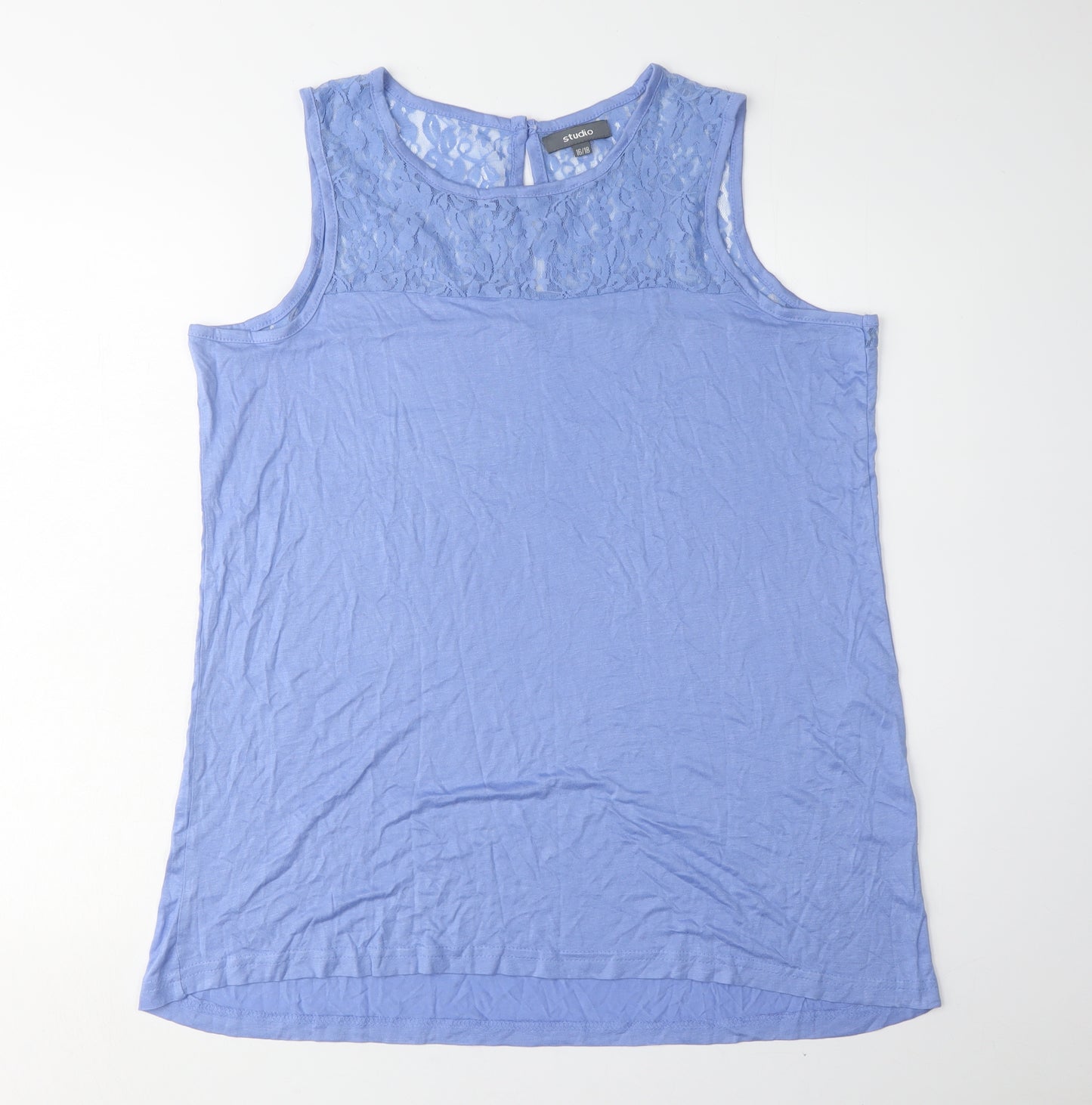 Studio Women’s Blue Lace Sleeveless Top Size 16
