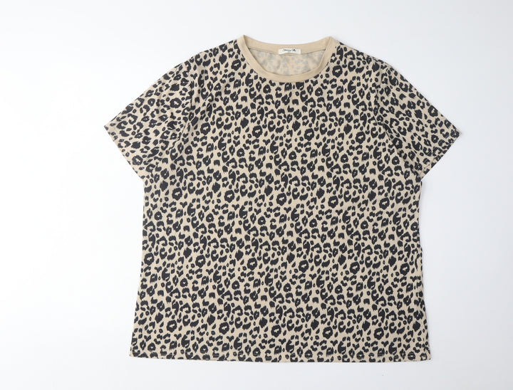 Blooming Jelly Women's Beige Animal Print T-Shirt 2XL