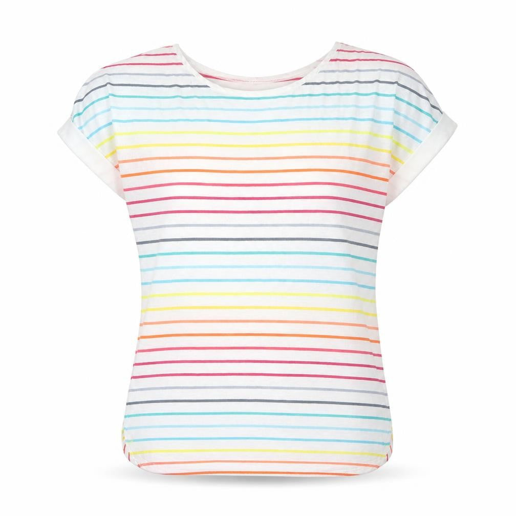 Front view of Oasis Women's Multicoloured Striped T-Shirt XS
