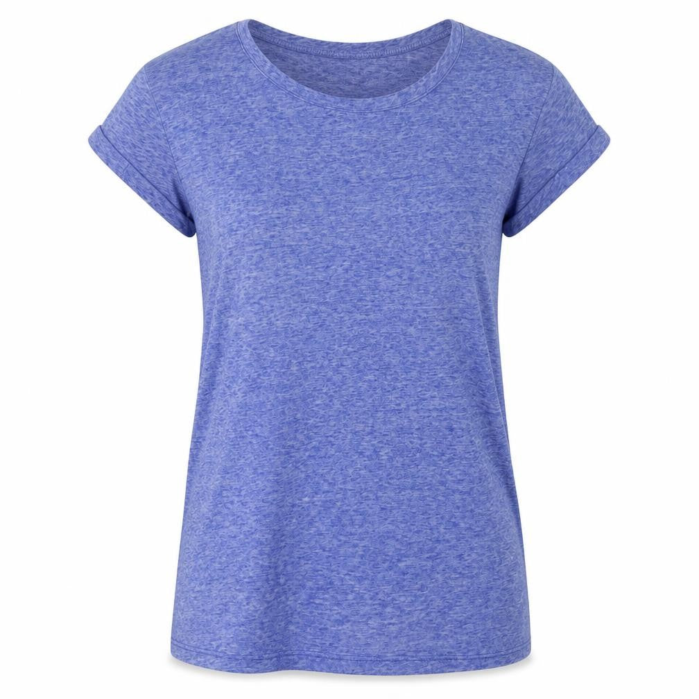 Front view of Warehouse Women's Blue Basic T-Shirt, size 6, Lightweight