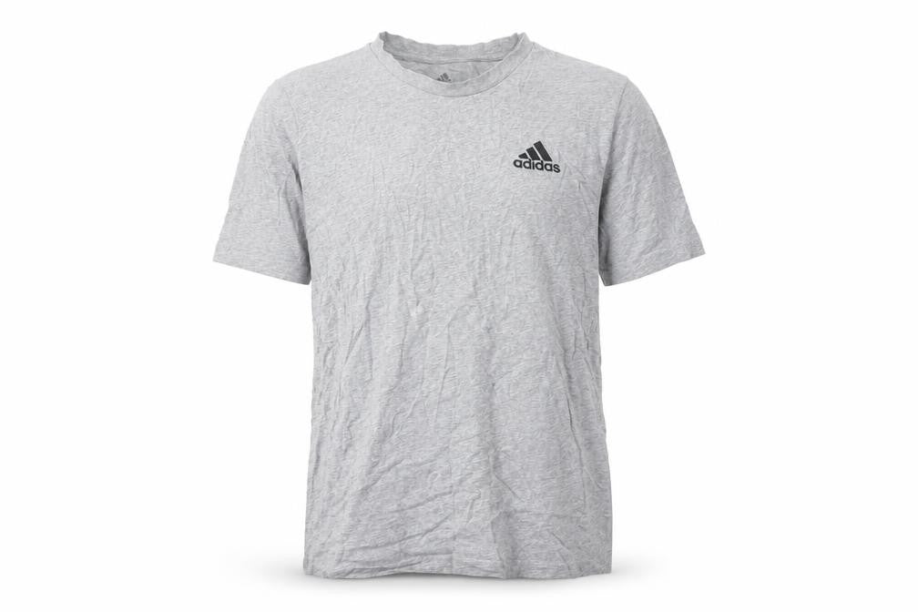 Front view of Adidas Men's Grey Cotton Crew Neck T-Shirt S