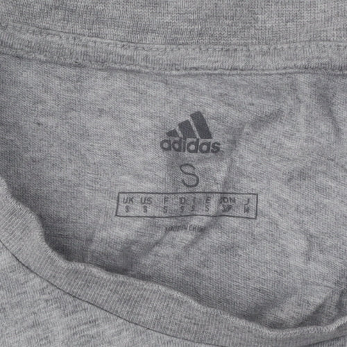 Adidas Men's Grey Cotton Crew Neck T-Shirt S