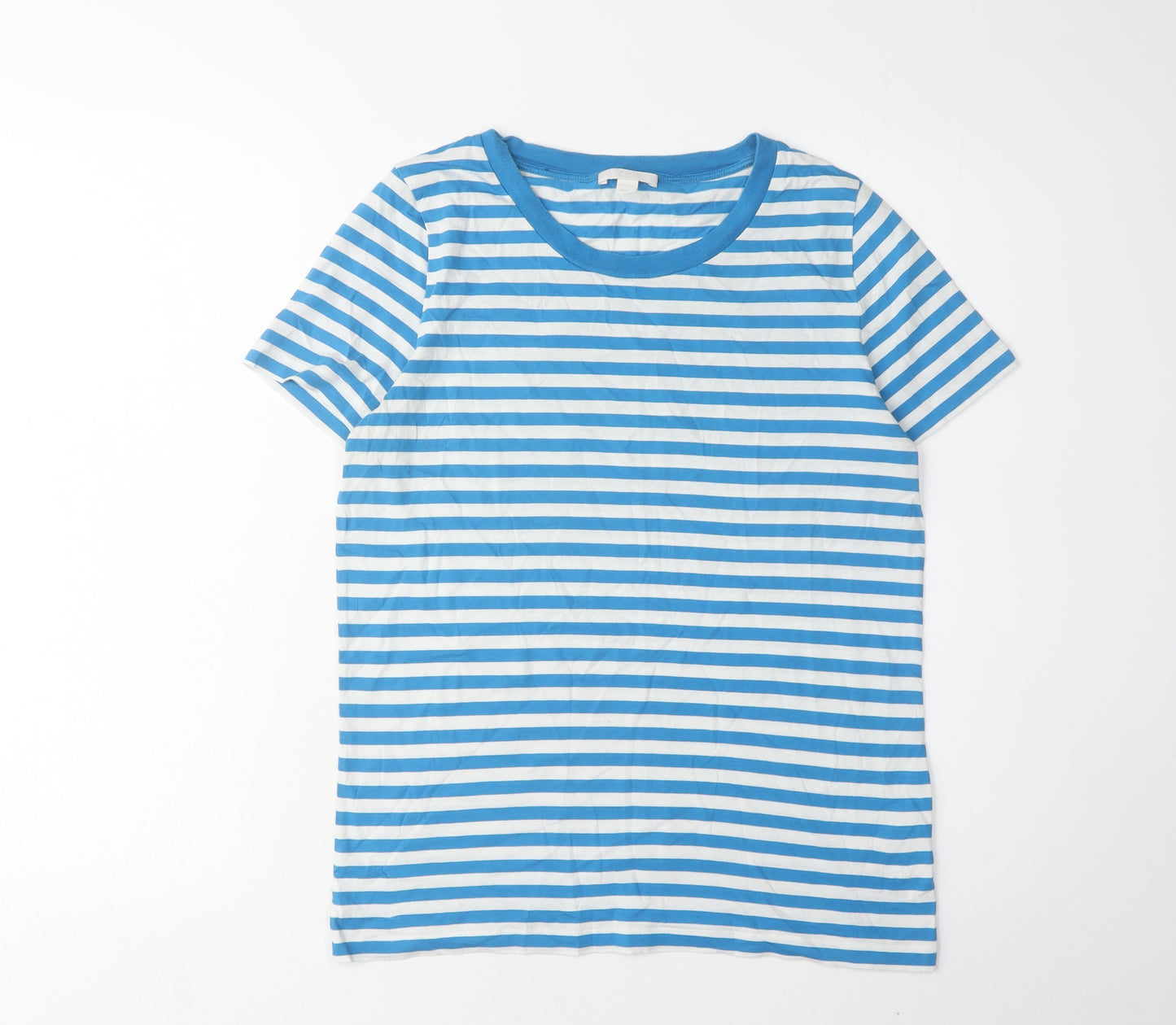 COS Women's Blue Striped T-Shirt, Size S, Cotton Casual