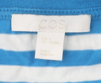 COS Women's Blue Striped T-Shirt, Size S, Cotton Casual