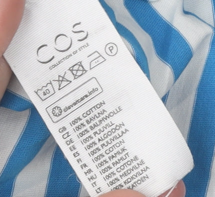 COS Women's Blue Striped T-Shirt, Size S, Cotton Casual