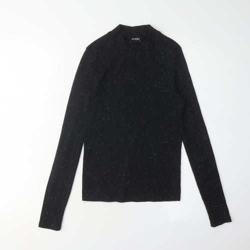 Monki Women's Black Mock Neck Long Sleeve T-Shirt Size S