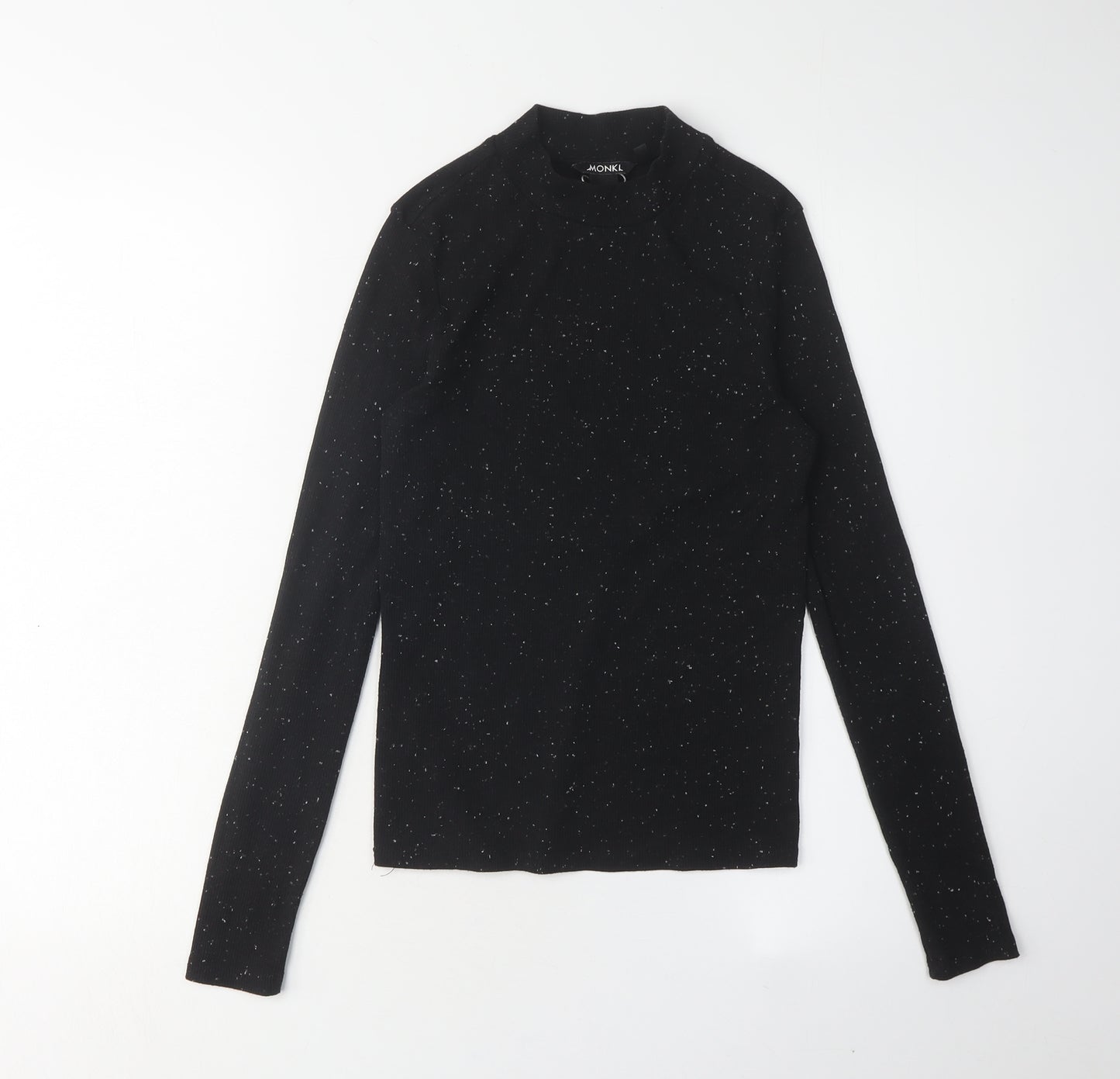 Monki Women's Black Mock Neck Long Sleeve T-Shirt Size S