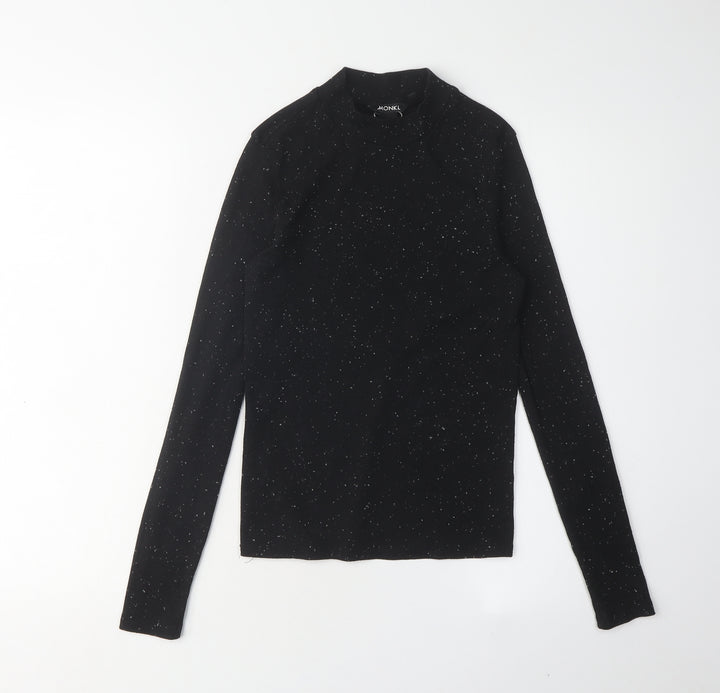 Monki Women's Black Mock Neck Long Sleeve T-Shirt Size S