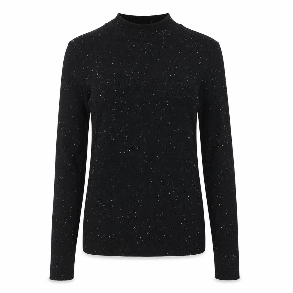Monki Women's Black Mock Neck Long Sleeve T-Shirt Size S