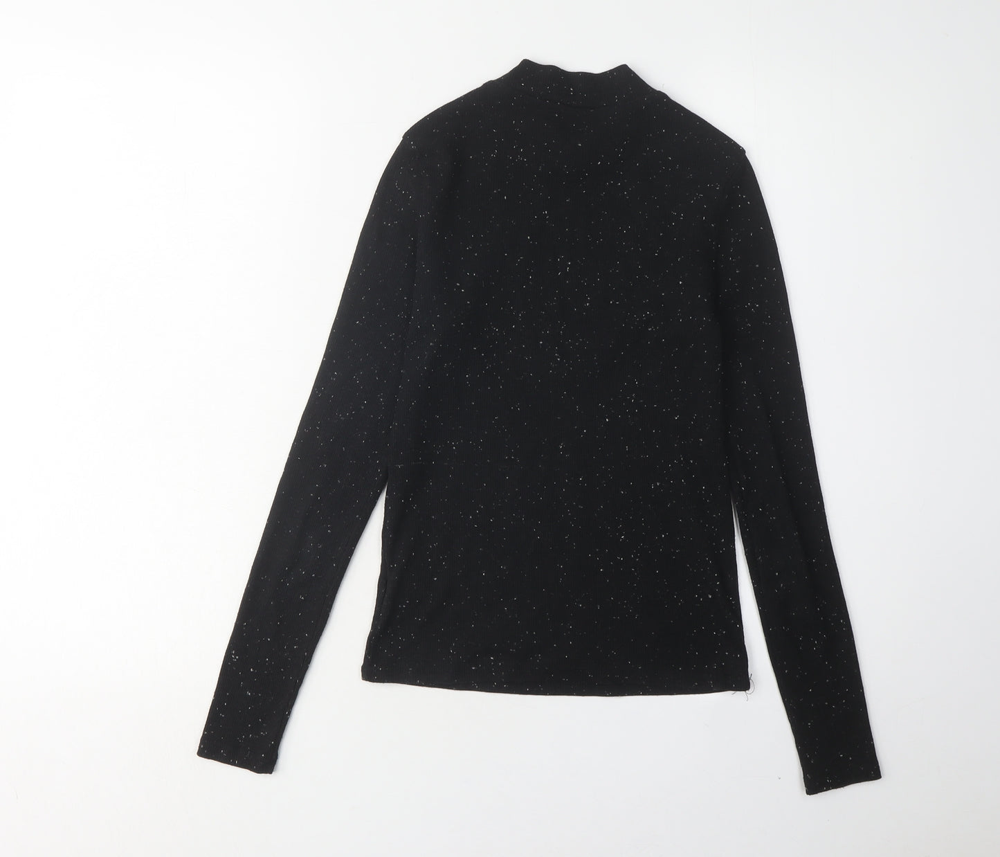 Monki Women's Black Mock Neck Long Sleeve T-Shirt Size S