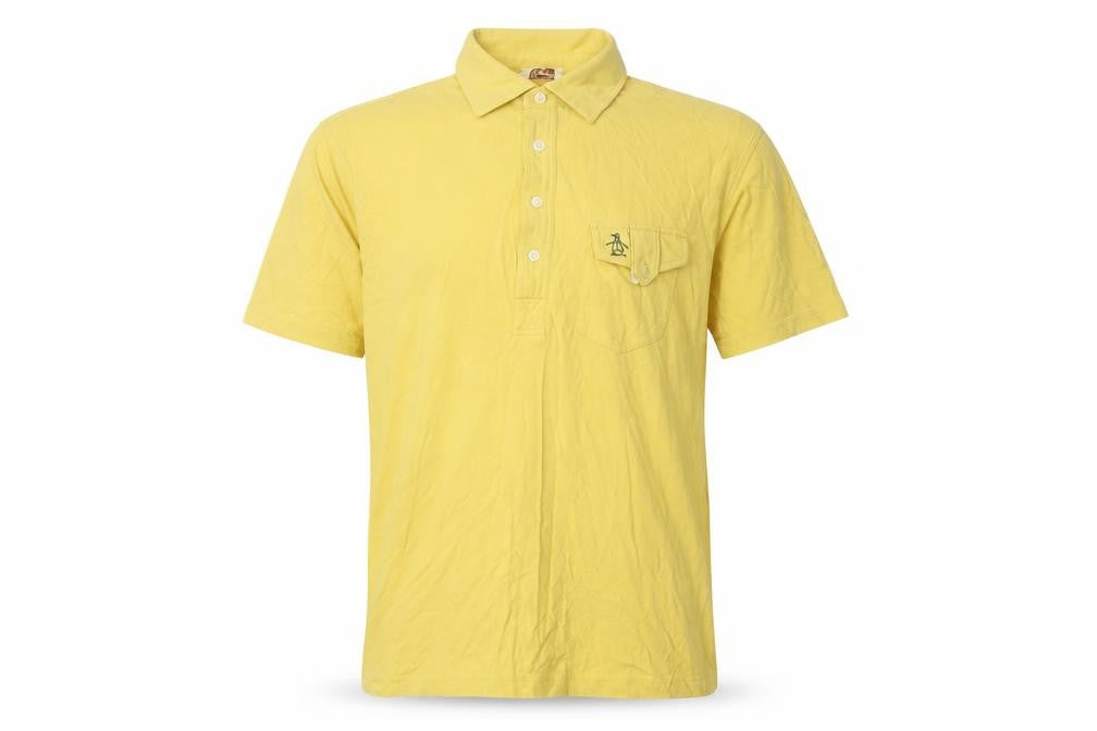 Front view of Original Penguin Men's Yellow Classic Polo Shirt M