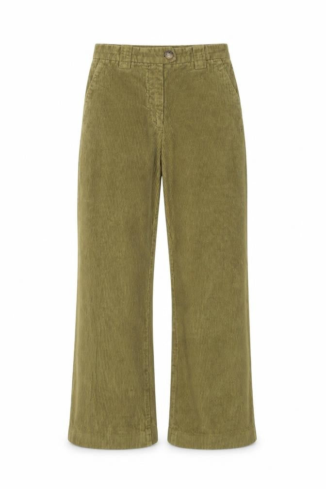 Front view of Baum und Pferdgarten Women's Green Corduroy Trousers, size 6