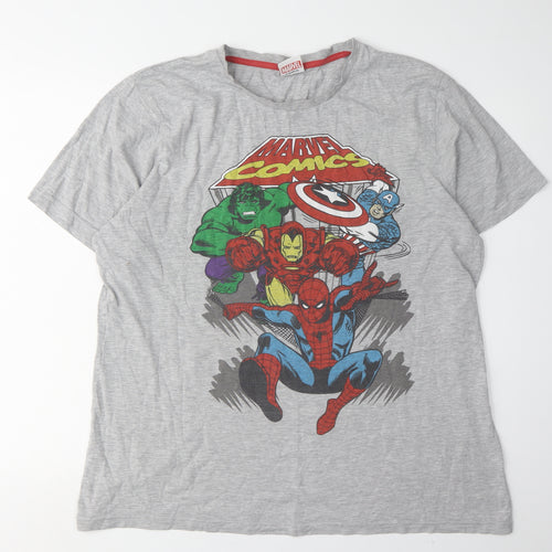 Marvel Men's Grey Comics T-Shirt Size L Short Sleeve