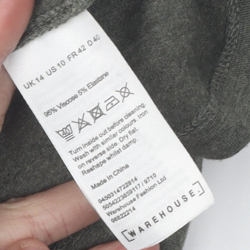 Warehouse Women’s Green Embroidered T-Shirt Size 14